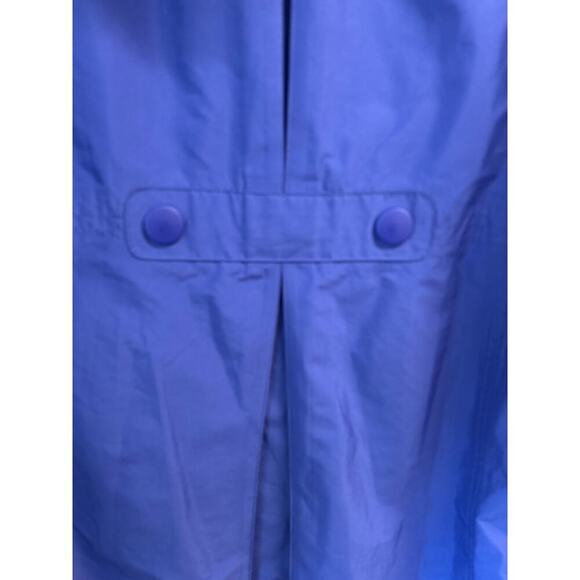 LL Bean Blue Hooded Long length button up lined Rain Coat Jacket pockets Size M - Picture 7 of 8
